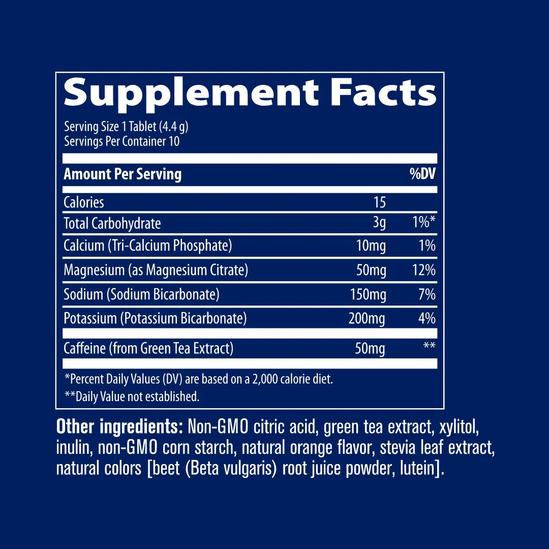 Freyðitöflur með steinefnum, söltum og náttúrulegu koffíni | Energy | Appelsínubragð