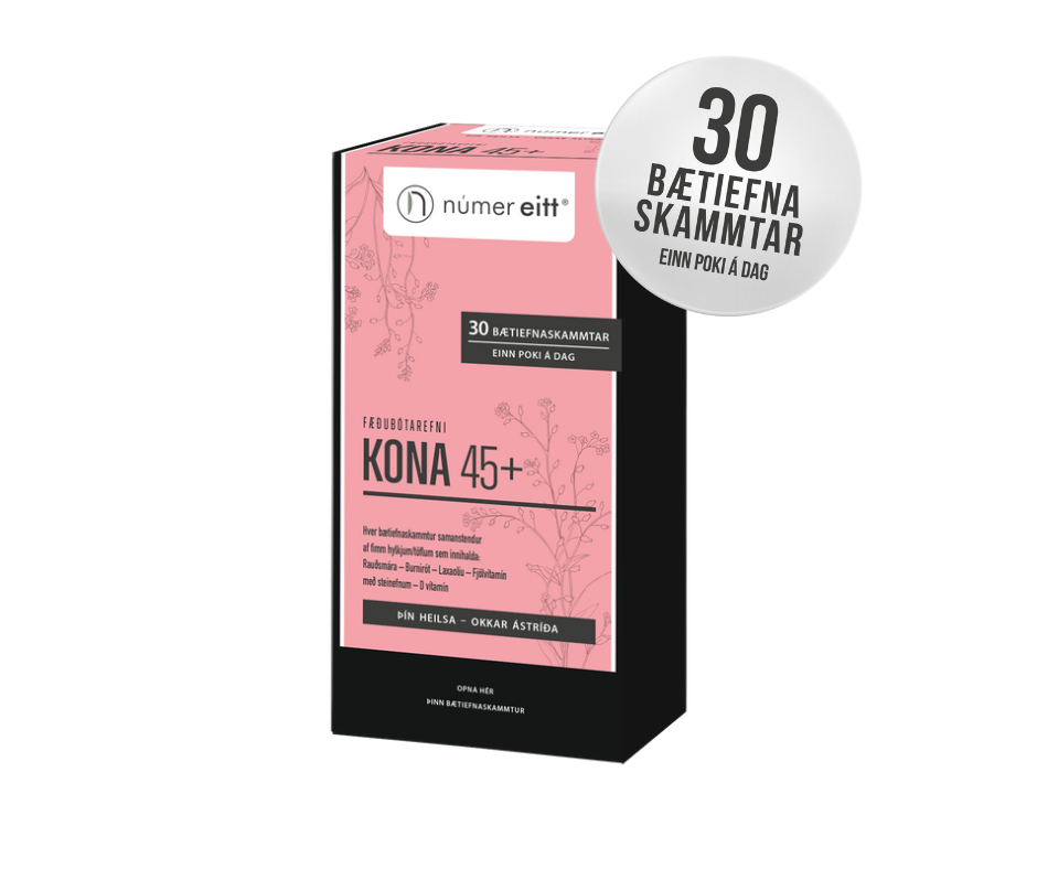 KONA 45+ | Fimm bætiefni fyrir hvern dag | 30 dagskammtar