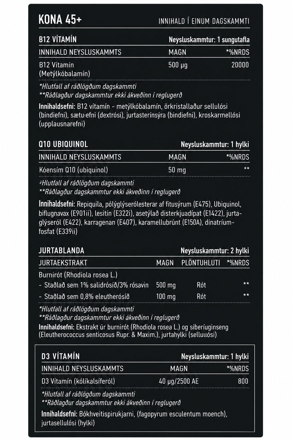 ORKA | Fimm bætiefni fyrir hvern dag | 30 dagskammtar